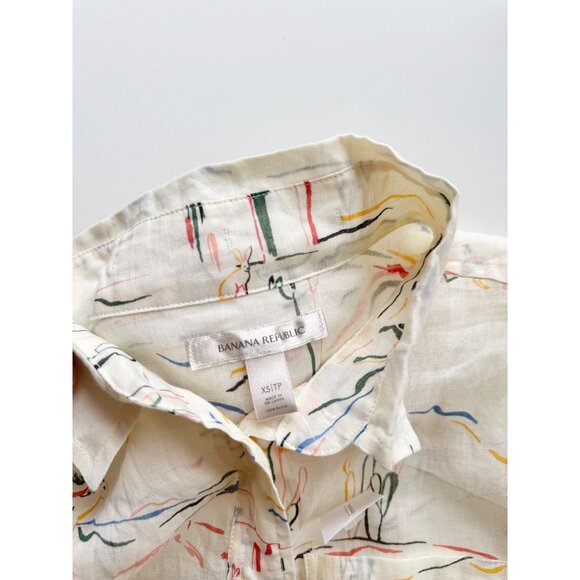 NWT BANANA REPUBLIC Desert Ramie Cropped Button Down Skimmer Shirt, Size XS - Picture 14 of 16